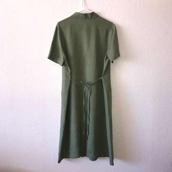Sage Green Nordstrom Linen Button Front Dress 14 - Picture 2 of 6